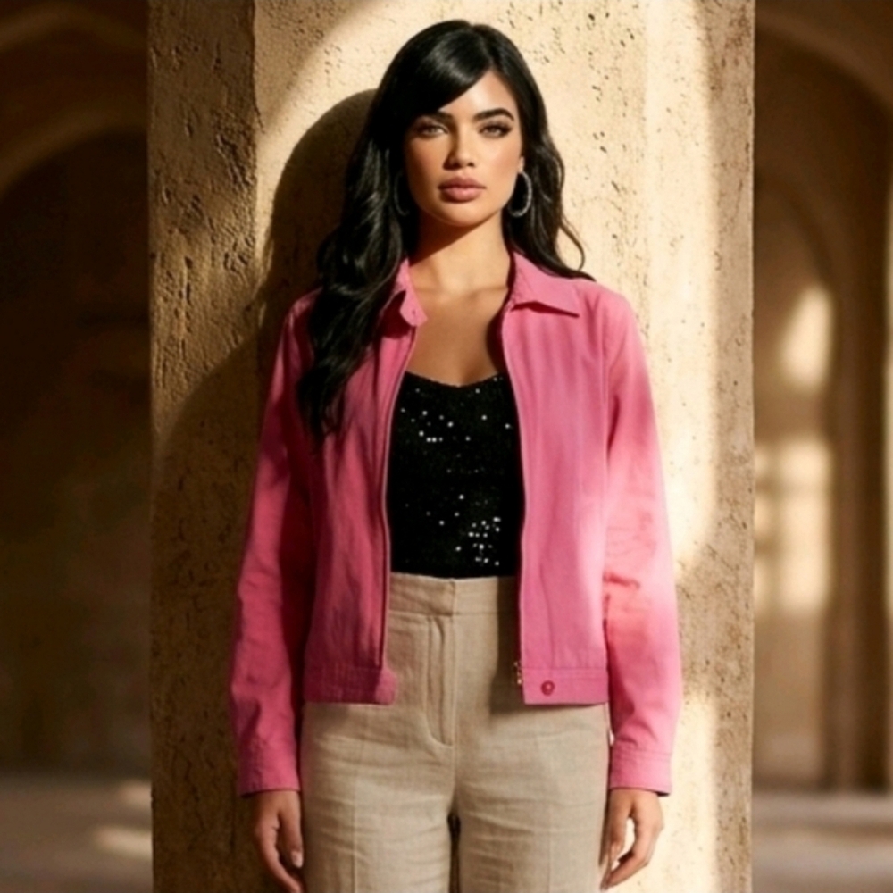 Like New Lauren Ralph Lauren 100% Silk Pink Jacket Small Lightweight - Picture 3 of 16